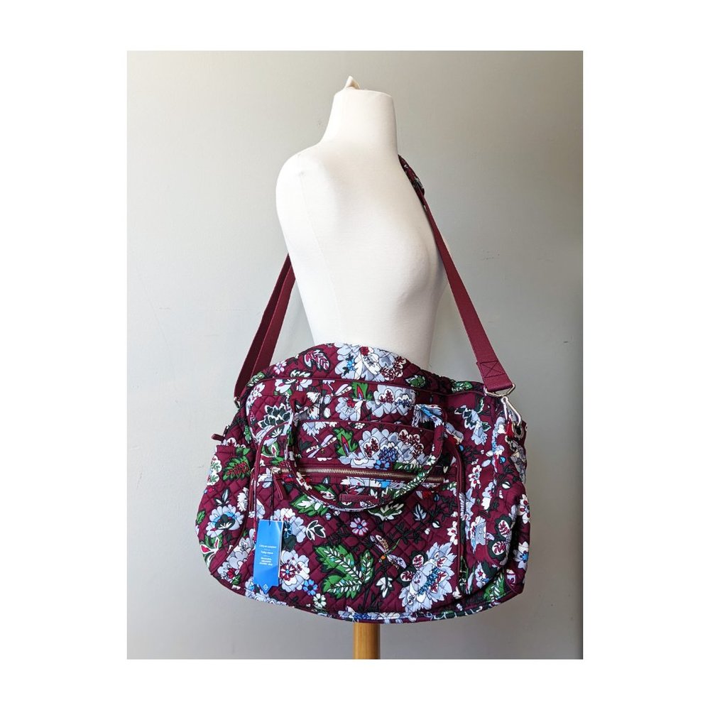 Vera Bradley Bordeaux Blooms Iconic Weekender Travel Bag - Picture 10 of 15